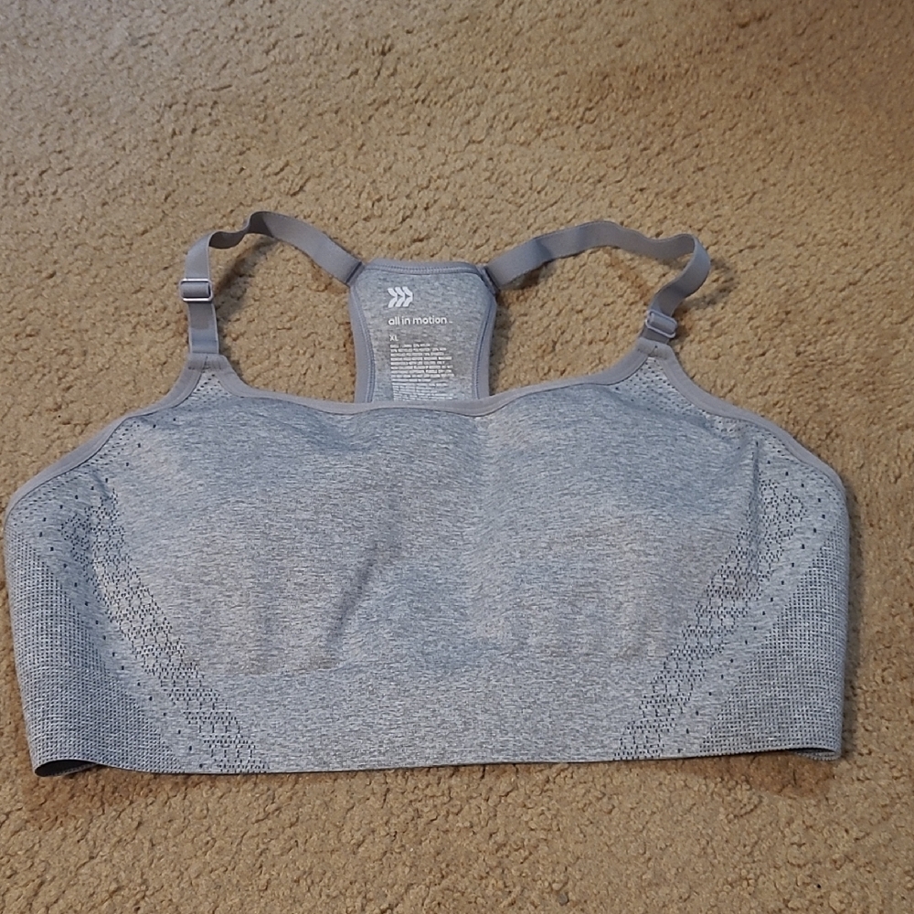 All in Motion Gray Sports Bra, Sz XL